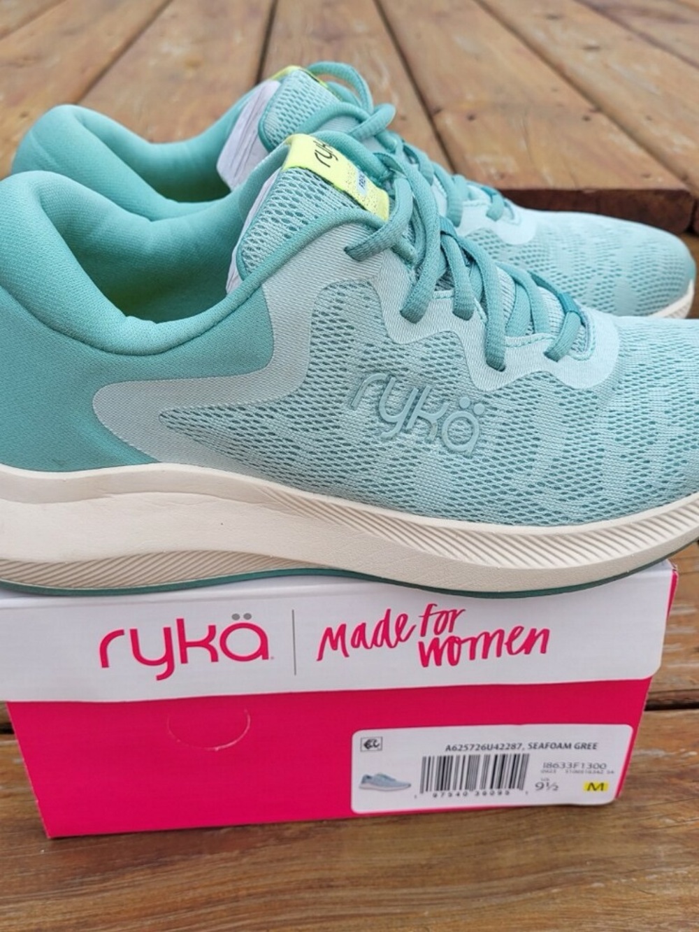 Ryka Frenzy Women's Seafoam Green Lace-Up Athletic Sneakers - Picture 3 of 5